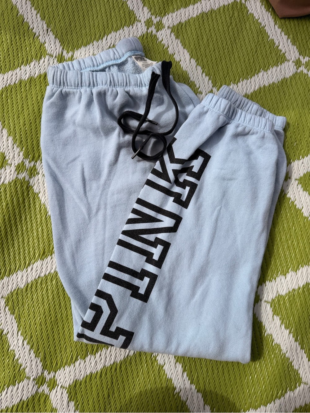 PINK Victoria's Secret Light Blue Sweatpants with Black Logo